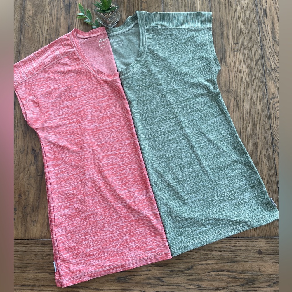 Set of TWO EDDIE BAUER shirts..coral and green